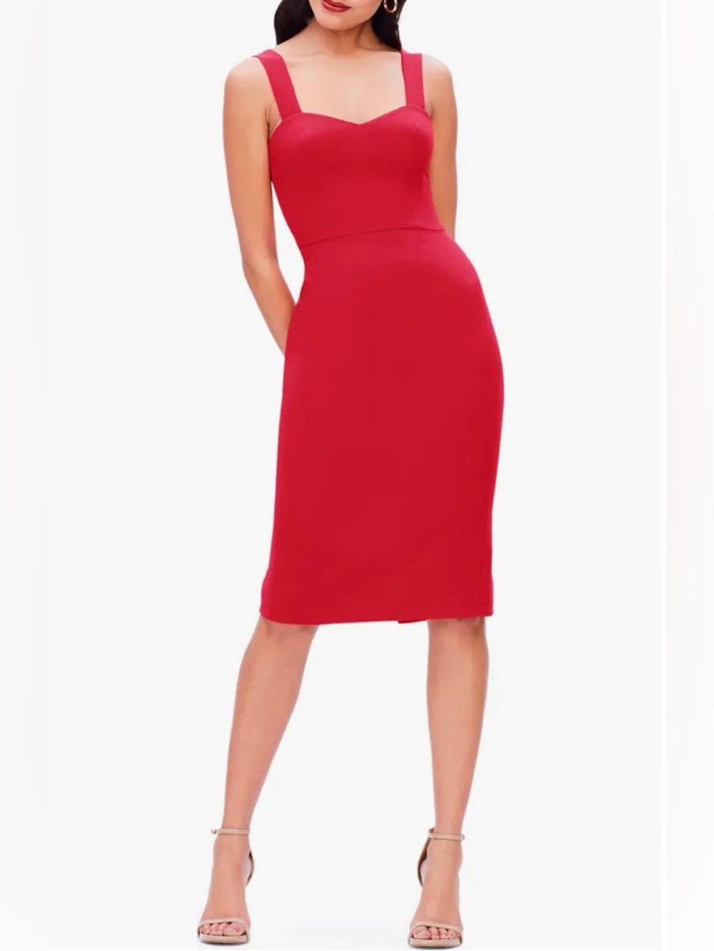 Dress the Population Nicole Dress Red Midi Cocktail Sz M NWT